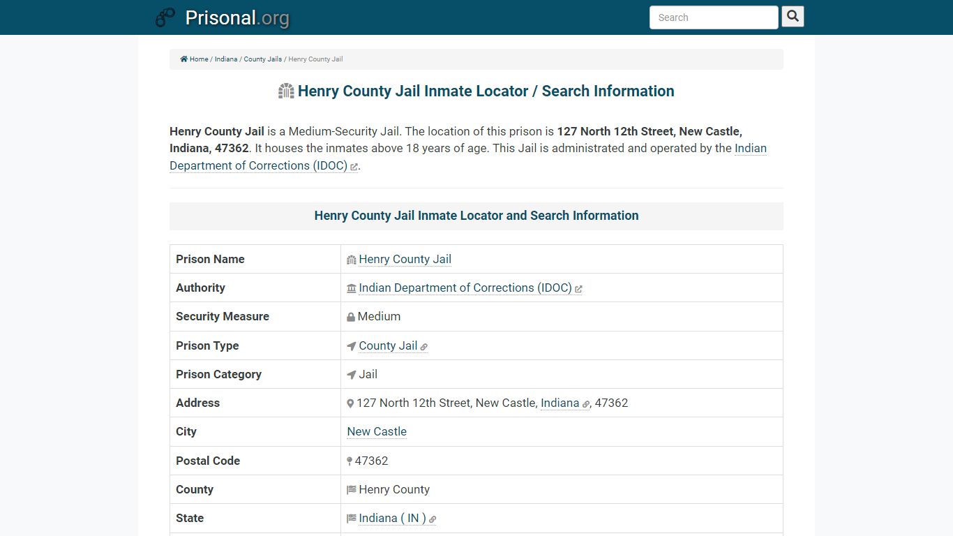 Henry County Jail-Inmate Locator/Search Info, Phone, Fax ...